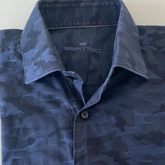 Bertigo Other - Bertigo Men's Camo Long Sleeve Shirt Navy Blue Size L / Chemise pour homme